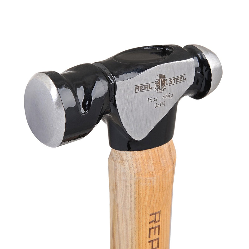  [AUSTRALIA] - REAL STEEL 0404 Genuine Hickory Wood Handle Ball Pein Hammer with Forged Steel Head, 16 Ounce 16 oz