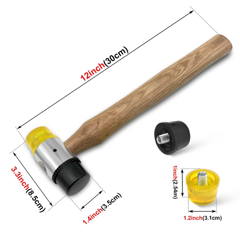  [AUSTRALIA] - HAUTMEC 35mm Small Double-Faced Soft Rubber Mallet Hammer, Non Sparking Blow and Wooden Handle for Automotive, Machine Made, Leather Crafts, Wood, Flooring HT0202-HA 35mm Soft Mallet