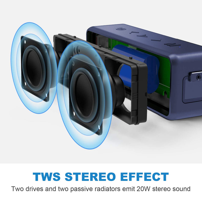  [AUSTRALIA] - Bluetooth Speaker X5 Pro-Portable Wireless Speaker V5.0 with 20W Loud Stereo Sound, TWS, 24H Playtime & IPX7 Waterproof Vanzon Blue