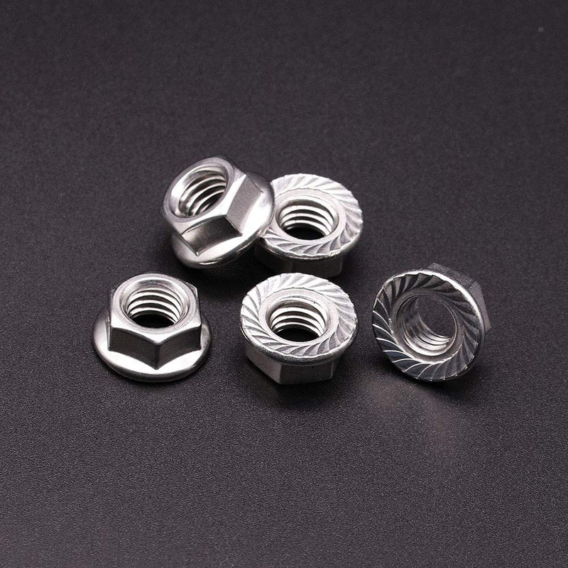  [AUSTRALIA] - M6 x 1.0mm Serrated Flange Hex Locknuts (100 Pack), 304 Stainless Steel 18-8 lock nut, Finish Hex lock Nut M6 (100 pcs)