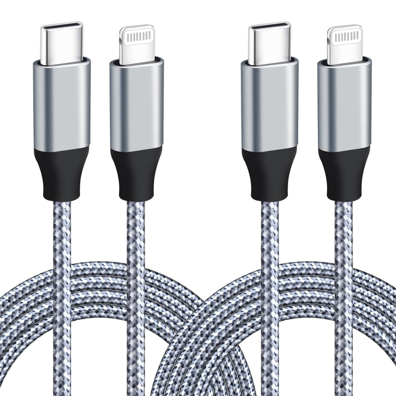  [AUSTRALIA] - iPhone 13 Fast Charger Cable,[Apple MFi Certified]Apple iPhone Charging Cable Cord 2Pack 6FT USB C to Lightning Cables Cord Compatible with iPhone 13/13 Pro/12/12 Pro Max/11/11 Pro/XS/XR/8 Plus/8/iPad Gray&White
