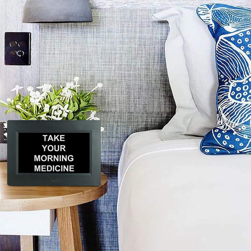  [AUSTRALIA] - 7 INCH Day Date Dementia Clock Auto-Dimming 12 Alarm Reminders Extra Large Non-Abbreviated Day & Month 12/24 Hours Display Digital Calendar Clocks for Seniors Elderly Vision Impaired Memory Loss 7 Inch Black