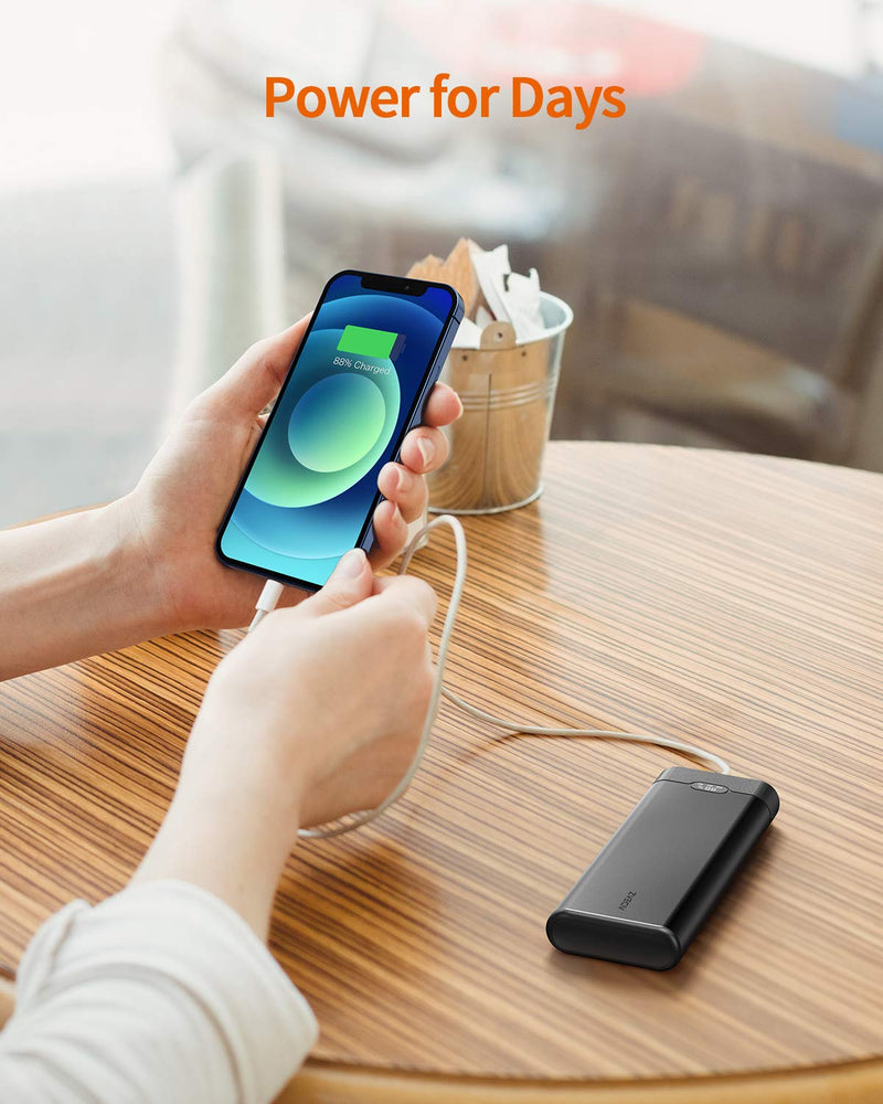 AIDEAZ Wireless Power Bank Portable Charger, USB-C 20000mah Battery Pack Fast Charging with LCD Display, Powerful Portable Charger compatible with iPhone12 Mini/12/12 Pro/12 Pro Max/11 Pro/XS and More Black-20000mAh - LeoForward Australia