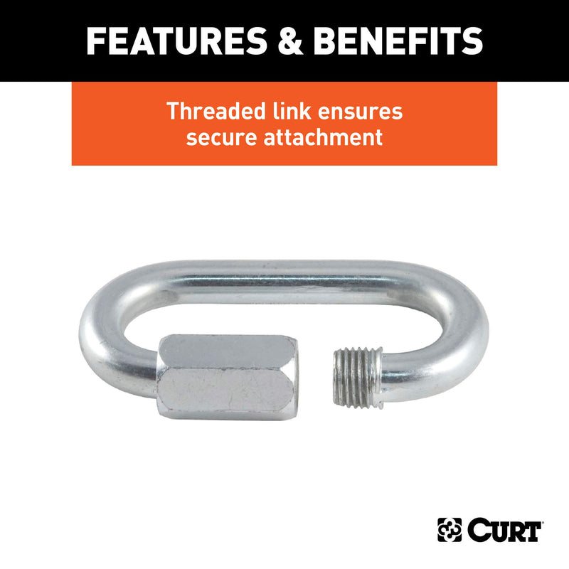  [AUSTRALIA] - CURT 82611 Threaded Quick Link Trailer Safety Chain Hook Carabiner Clip 1/4-Inch Diameter, 880 lbs