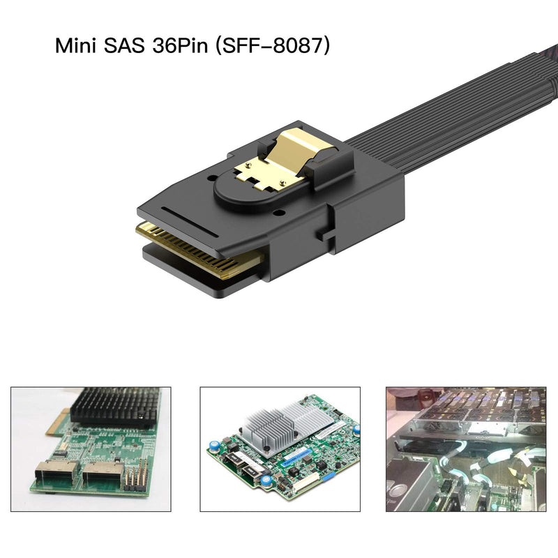  [AUSTRALIA] - Mini SAS HD to SATA Cable, Wordima 1.6FT Internal Mini SAS 36Pin Male SFF8087 to 4X SATA 7Pin Female Cable, Mini SAS Host/Controller to 4 SATA Target Splitter Breakout Cable
