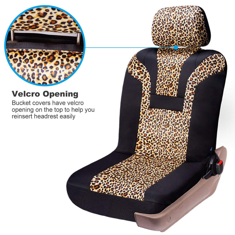  [AUSTRALIA] - COOLBEBE Car Seat Covers - Leopard Pattern Integrated Auto Seat Cover Car Protector Interior Accessories, Airbag Compatible, Universal Fits for Cars, SUV, Truck
