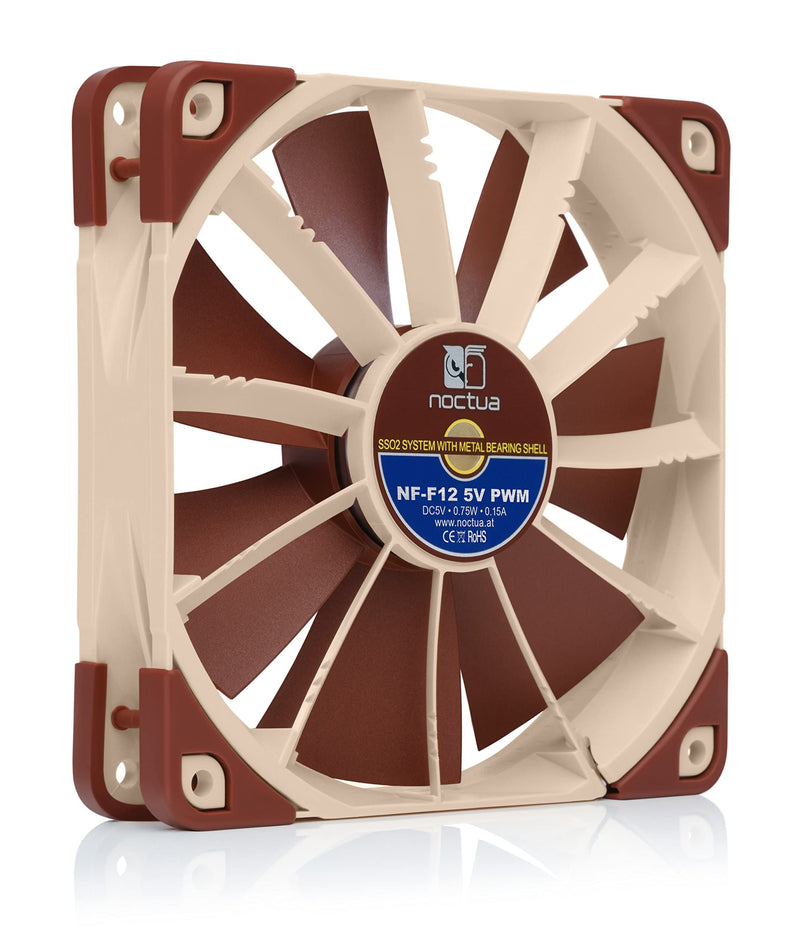  [AUSTRALIA] - Noctua NF-F12 5V PWM, Quiet Premium Fan with USB Power Adapter Cable, 4-Pin, 5V Version (120mm, Brown)