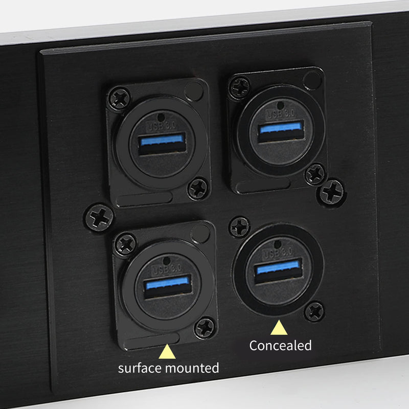  [AUSTRALIA] - QIANRENON USB 3.0 D Panel Mount Solderless Connector, USB 3.0 Female to Female Coupler Socket Panel Mount Pass Through Adapter Super Speed Up to 5Gbps Audio Video etc Equipment,Black