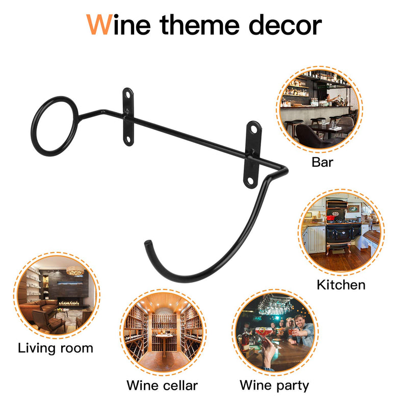  [AUSTRALIA] - Spiral Wine Wall Holder, 6 Pack Wall Mounted Wine Rack, Metal Wine Bottle Display Holder for Wine Storage Wall Wine Theme Decor, Black (to The Left Style) to The Left Style