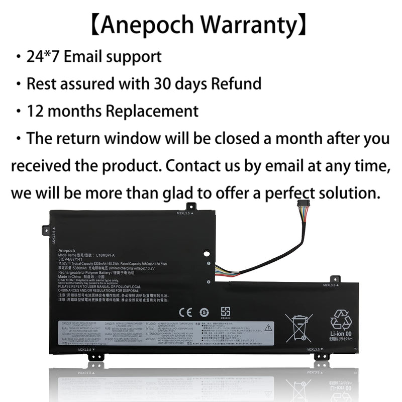  [AUSTRALIA] - Anepoch L18M3PFA Laptop Battery Replacement for Lenovo Yoga C740-15IML C740-15 81TD Series Notebook L18D3PF2 5B10T83739 5B10T83740 5B10W67258 5B10W67402 SB10W67375 11.52V 60.3Wh 5235mAh