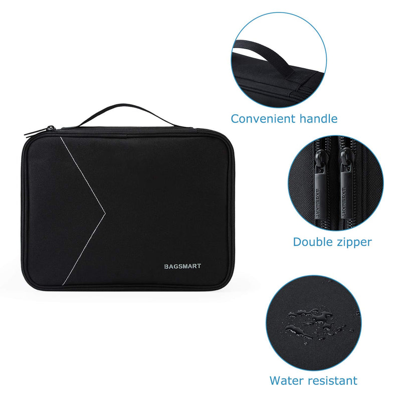  [AUSTRALIA] - BAGSMART Electronic Organizer,Large Double Layer Cable Bag,Travel Organizer Bag,Electronics Accessories Storage Cases for iPad,Cables,Chargers,Hard Drive,Game Cards Black