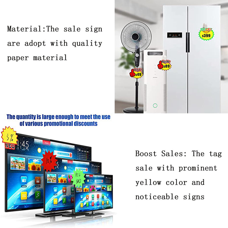  [AUSTRALIA] - Promotion Price Labels, Starburst Signs Cards, Paper Signs for Retail Store, Supermarket,Garage Sales Sign 4 Styles yellow
