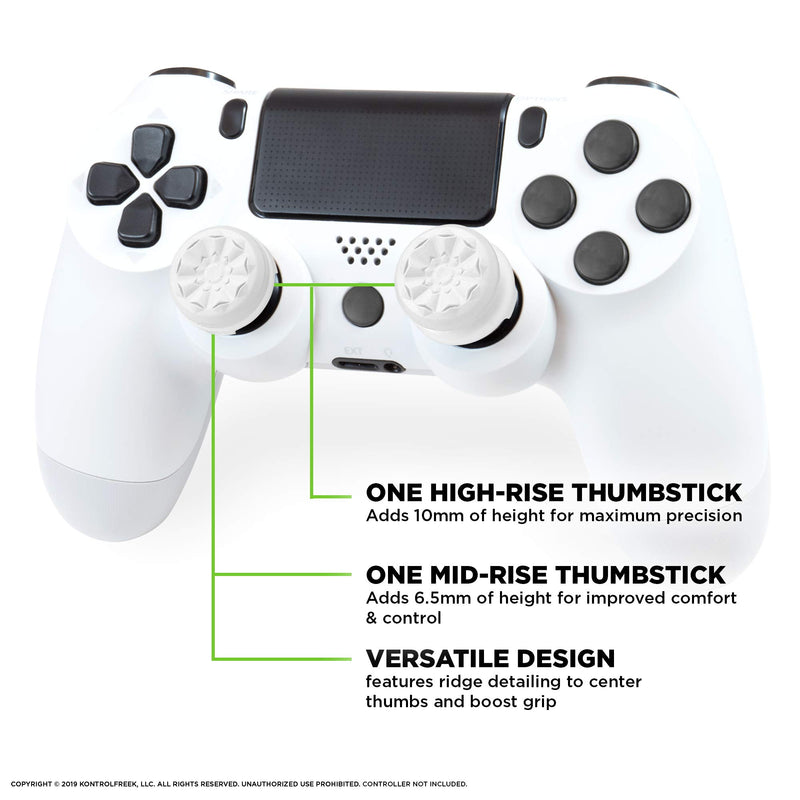  [AUSTRALIA] - KontrolFreek FPS Freek Galaxy White for Playstation 4 (PS4) and Playstation 5 (PS5) | Performance Thumbsticks | 1 High-Rise, 1 Mid-Rise | White