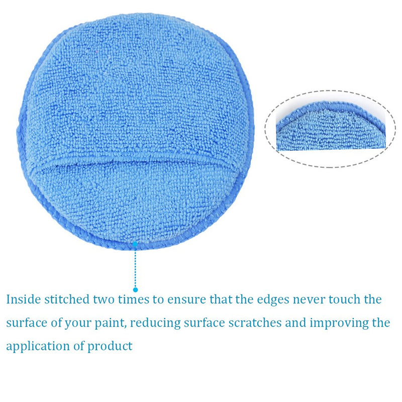  [AUSTRALIA] - AutoCare Microfiber Wax Applicator, Ultra-soft Microfiber Wax Applicator Pads with Finger Pocket Wax Applicator for Cars Wax Applicator Foam Sponge (Blue, 5" Diameter, Pack of 10)