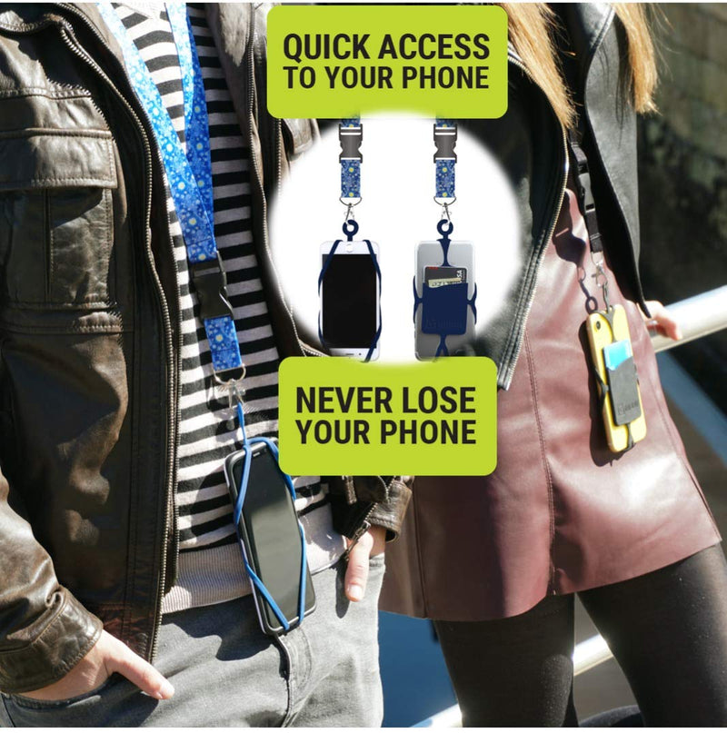  [AUSTRALIA] - Gear Beast Cell Phone Lanyard Compatible with iPhone, Galaxy & Most Smartphones Includes Phone Case Holder with Card Pocket,Soft Neck Strap with Breakaway Clasp & Detachable Convenience Cli Black