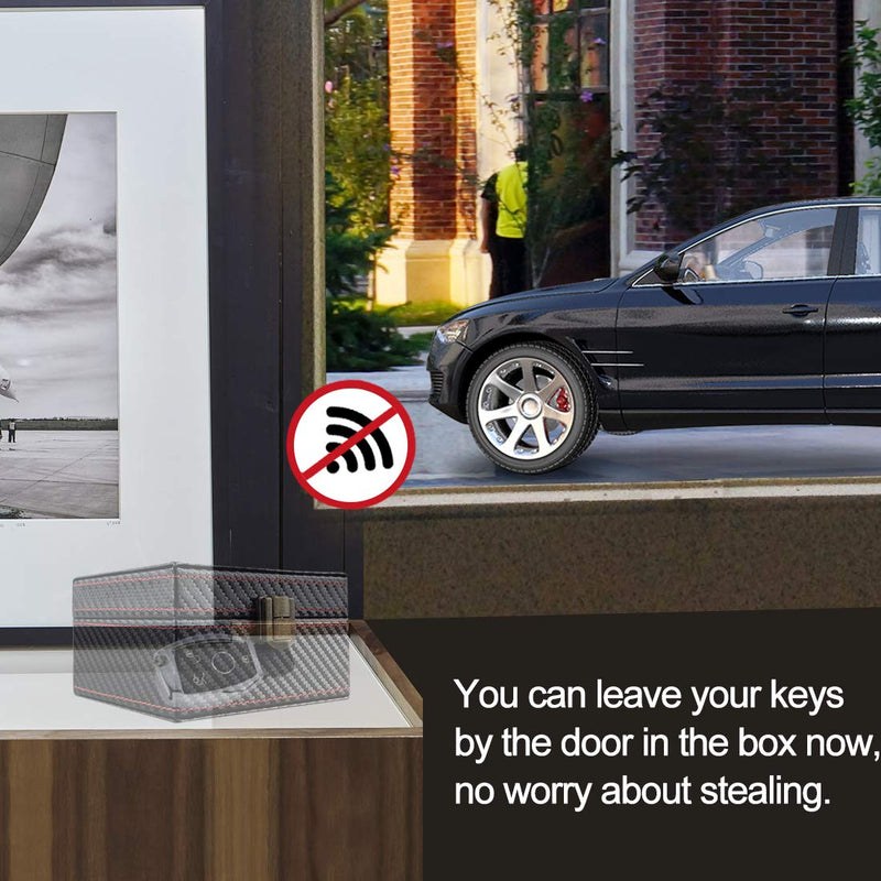  [AUSTRALIA] - Faraday Box for Car Keys, FOXNSK Leather Signal Blocker Box for Car Keys Fob Phones Cards Keyless Entry RFID Signal Blocker & Anti-Theft Faraday Box Cage (Small)