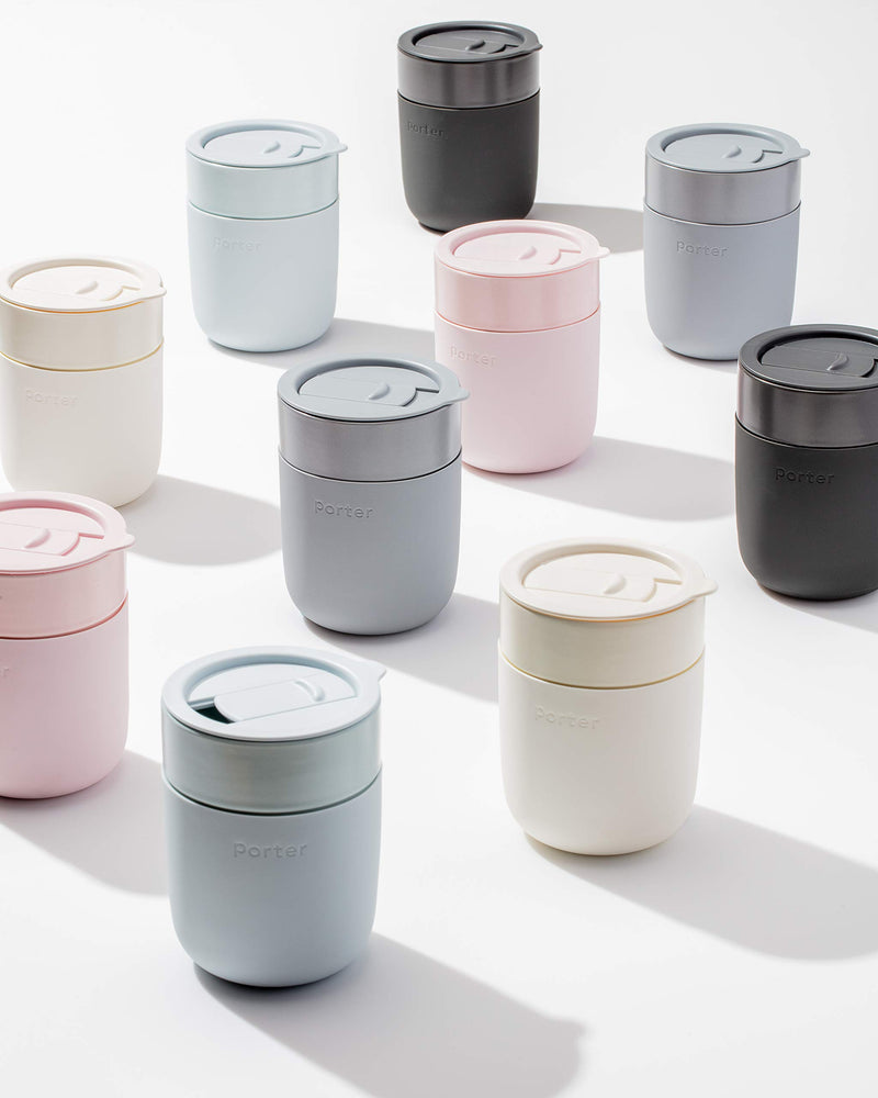  [AUSTRALIA] - W&P Porter Ceramic Mug w/ Protective Silicone Sleeve, Blush 12 Ounces | On-the-Go | Reusable Cup for Coffee or Tea | Portable | Dishwasher Safe 12 Ounce