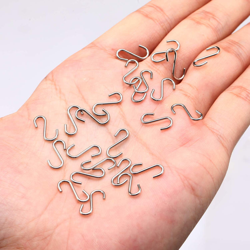 Senkary 100 Pieces 0.55 Inch Length Mini S Hooks Small S Hooks Connectors Metal S-Shaped Hangers for Crafts, Jewelry and Hanging (Silver) Silver - LeoForward Australia