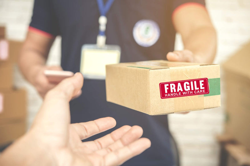 1” X 3” Fragile Handle with Care Warning Stickers, Fragile Tape for Packing and Shipping, Permanent Adhesive Labels 1000 Per Roll (1 Pack) - LeoForward Australia