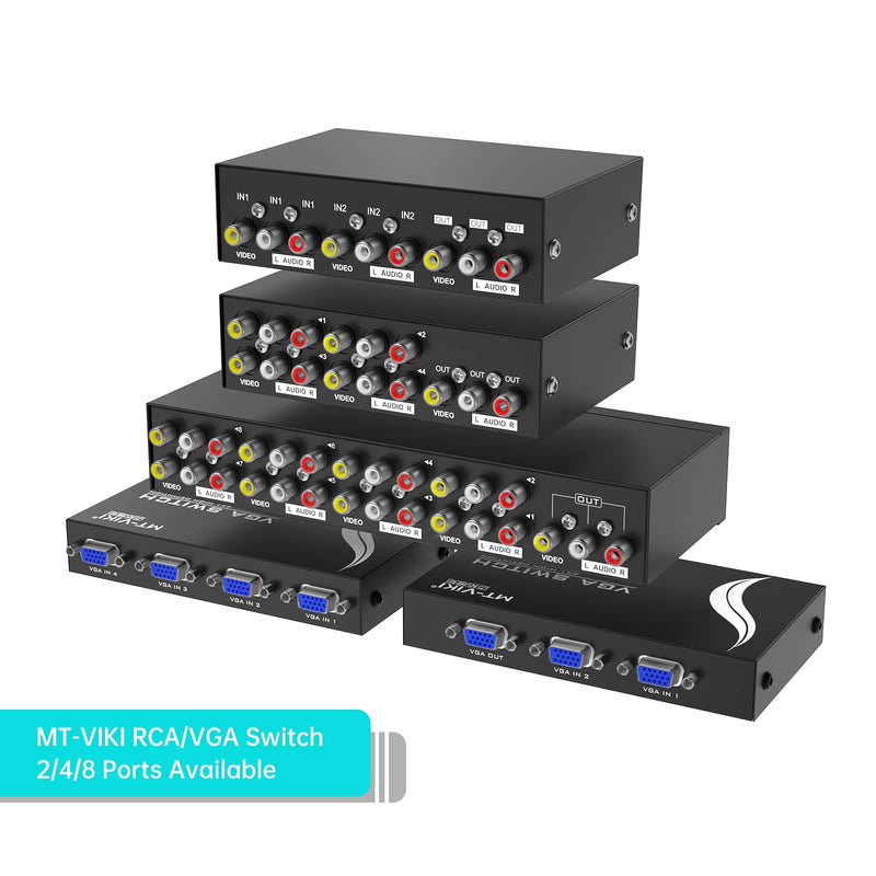  [AUSTRALIA] - MT-ViKI 4 Way AV RCA Switch, 4 in 1 Out Composite Video L/R Audio Switcher Selector Box for DVD Player, SNES, N64, PS2/3 Game Consoles