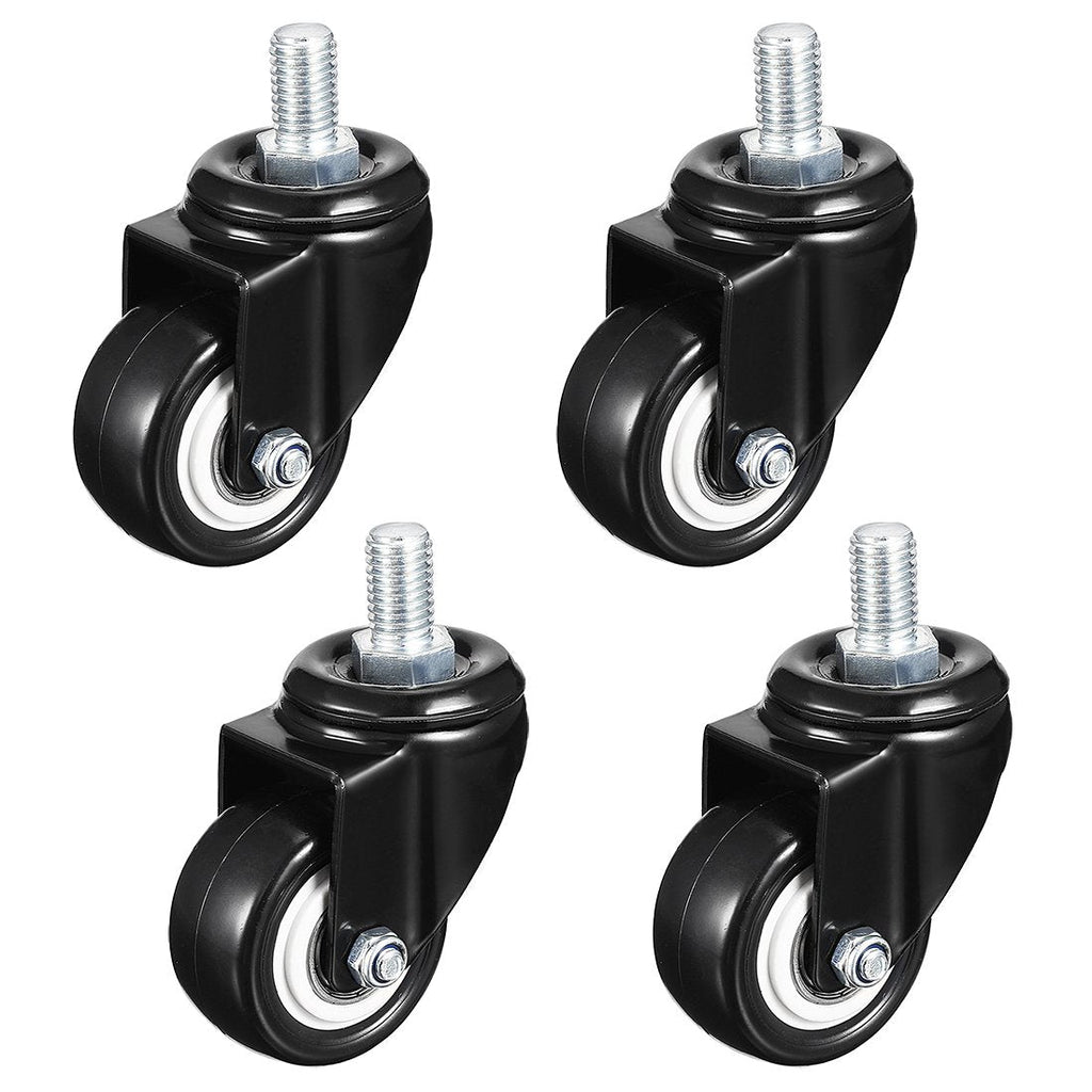  [AUSTRALIA] - uxcell 1.5 Inch Swivel Caster Wheels PU 360 Degree Threaded Stem Caster Wheel, M10 x 15mm, 330lb Total Load Capacity, Pack of 4