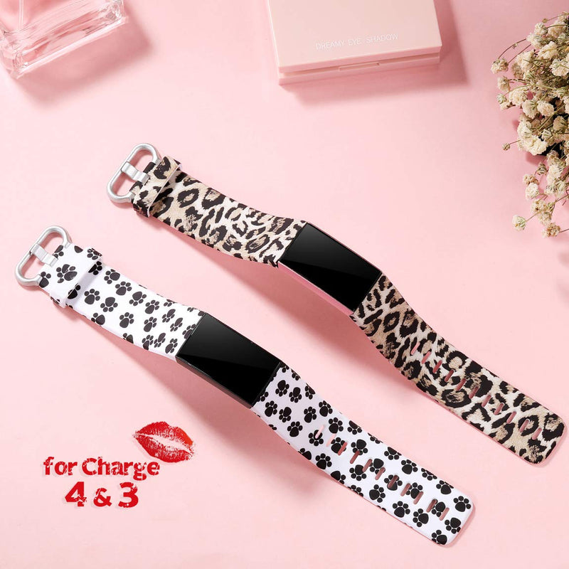 Maledan Compatible with Charge 3 and Charge 4 Bands, Water Resistant Soft Flexible Adjustable Accessories Printed Strap Wristbands, Fits Women Girls, Leopard Pattern, Small Small Size: 5.5"-7.1" - LeoForward Australia