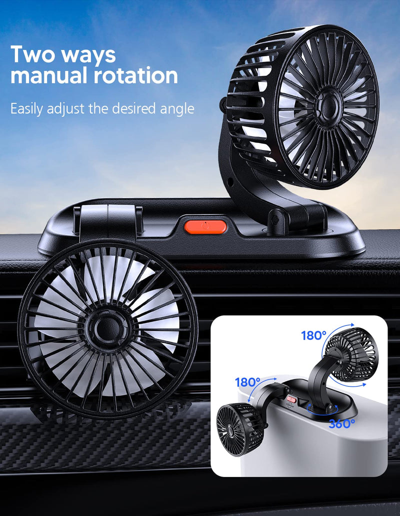  [AUSTRALIA] - odbowuge CAR FAN,USB Portable Fan for Car with 3 Speed,360 Degree Rotatable Dual Head Fan,Strong Wind Electric Auto Car Fans for Dashboard Suv Rv Tuck Boat Sedan Home Office (Dual Head USB Plug) Dual Head USB Plug