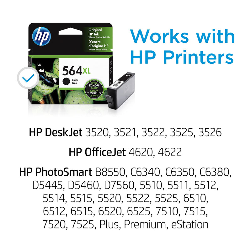 HP 564XL | Ink Cartridge | Black | Works with HP DeskJet 3500 Series, HP OfficeJet 4600 5500 C6300 6500 7500 Series, B8550, D7560, C510, B209, B210, C309, C310, C410, C510 | CN684WN XL Black - LeoForward Australia