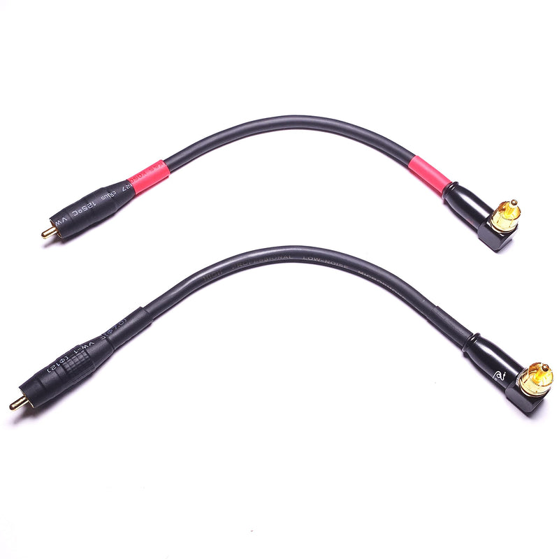 CESS-167-6i RCA Right Angle to Straight Type Male to Male Preamp Jumpers Patch Cable, 2 Pack (6 Inches) 6 Inches - LeoForward Australia