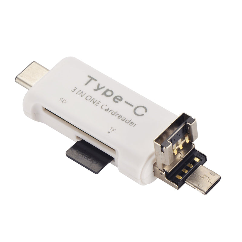 [AUSTRALIA] - Innolage Type-C & Micro USB & USB 3-in-1 Multi-Function Card Reader (White) White