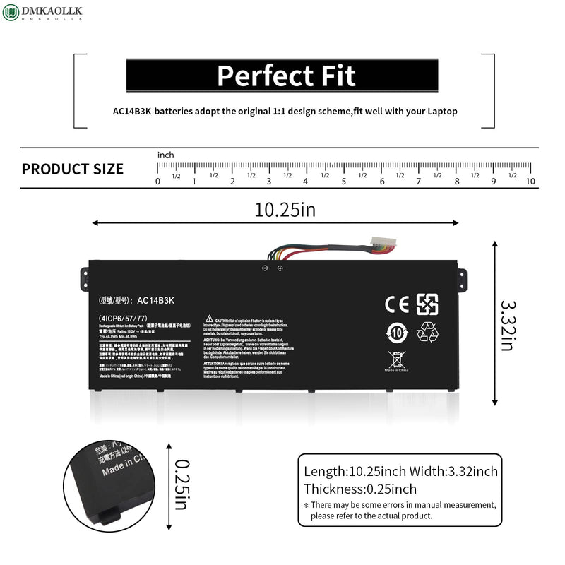  [AUSTRALIA] - DMKAOLLK AC14B3K AC14B3K Battery for Acer Chromebook 15 CB3-531 CB3-531-C4A5 CB5-571 CB3-111 C810 C910 Aspire R5-571TG R5-571TG-7229 Spin 3 SP513 SP513-51-55ZR Aspire E15 ES1-512 KT00403032