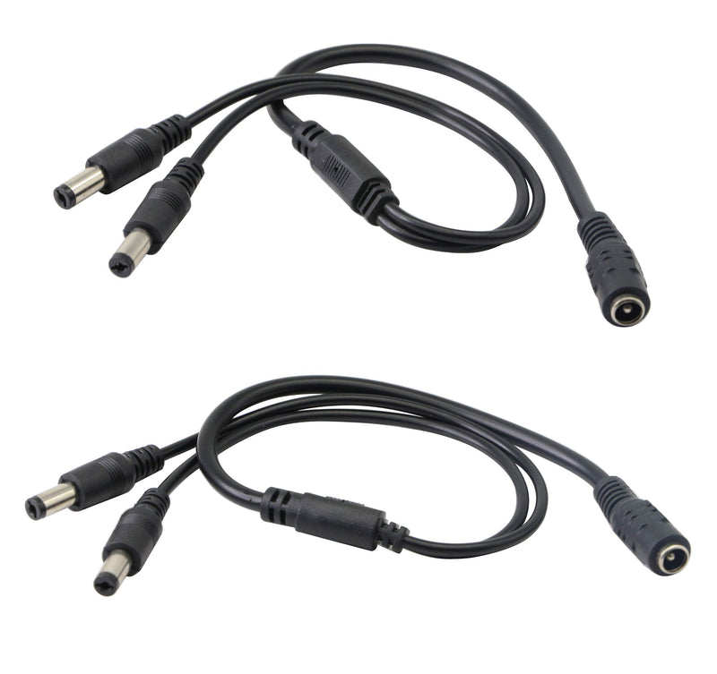  [AUSTRALIA] - zdyCGTime 2Pack DC Power Female to Male Splitter Adapter Cable 1 Female to 2 Male 5.5mm x 2.1mm DC Power Supply Splitter Cord for Security CCTV Parking Security Cameras(1 to 2) 1 to 2