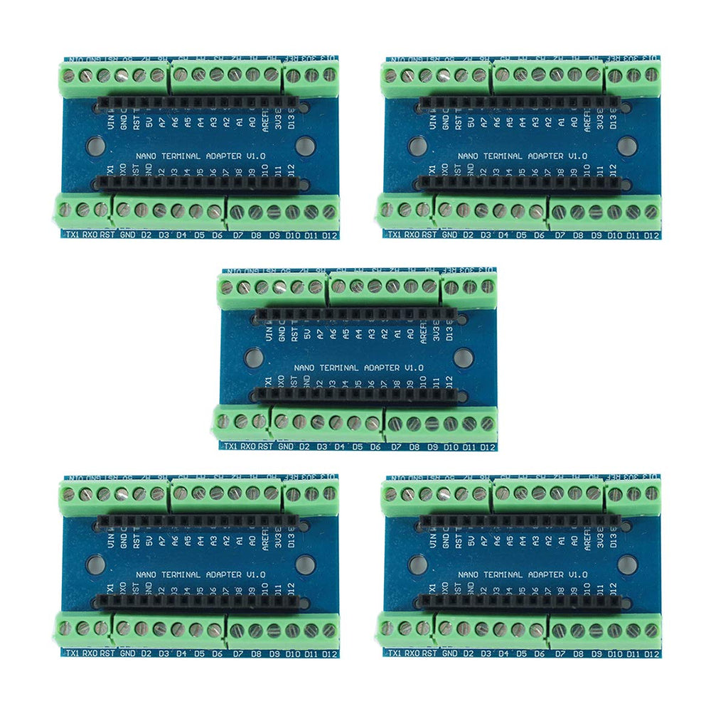  [AUSTRALIA] - 5pcs DEVMO Nano Screw Terminal Adapter Shield Expansion Board Nano V3.0 AVR ATMEGA328P-AU Module Compatible with Ar-duino