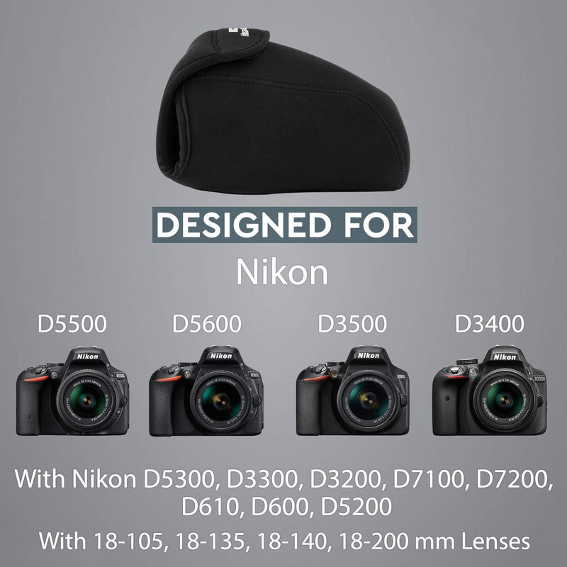  [AUSTRALIA] - MegaGear MG091 Nikon D3500, D5600, D3400, D5500, D7200, D3300, D5300, D610, D7100, D600, D3200 Ultra Light Neoprene Camera Case, Black insade Yellow