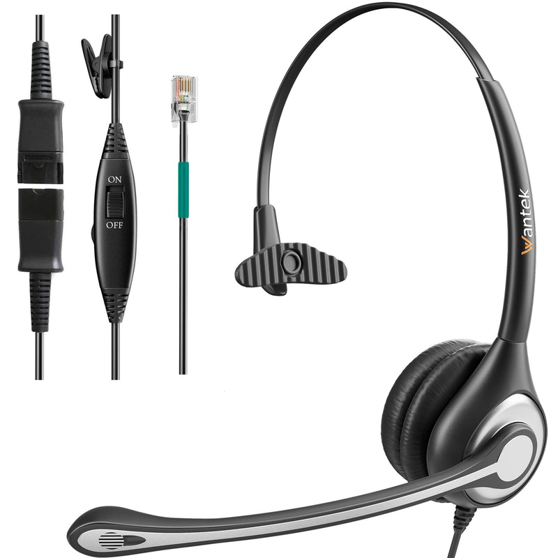  [AUSTRALIA] - Wantek Corded Office Telephone Headset RJ9 with Noise Cancelling Mic and Quick Disconnect Compatible with Polycom VVX310 VVX311 VVX410 VVX411 Shoretel 230 480 Avaya 1408 1416 5410 Mitel 5220(600QS3) Monaural F600QS3