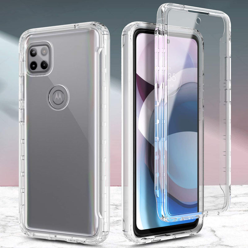  [AUSTRALIA] - NZND Motorola One 5G Ace Case, Motorola Moto G 5G Case with [Built-in Screen Protector], Full-Body Protective Shockproof Rugged Bumper Cover, Impact Resist Durable Phone Case (Clear) Clear