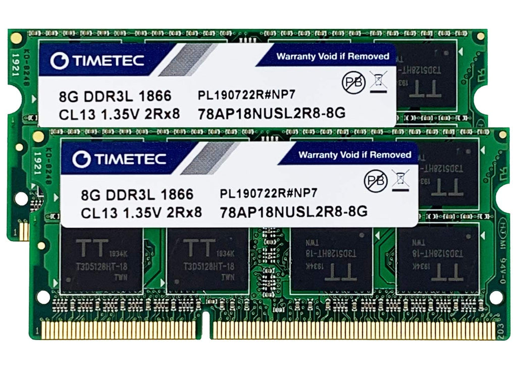 [AUSTRALIA] - Timetec 16GB KIT(2x8GB) DDR3L / DDR3 1866MHz PC3L-14900 / PC3-14900 Non-ECC Unbuffered 1.35V / 1.5V CL13 2Rx8 Dual Rank 204 Pin SODIMM Laptop Notebook PC Computer Memory RAM Module Upgrade 16GB KIT(2x8GB)