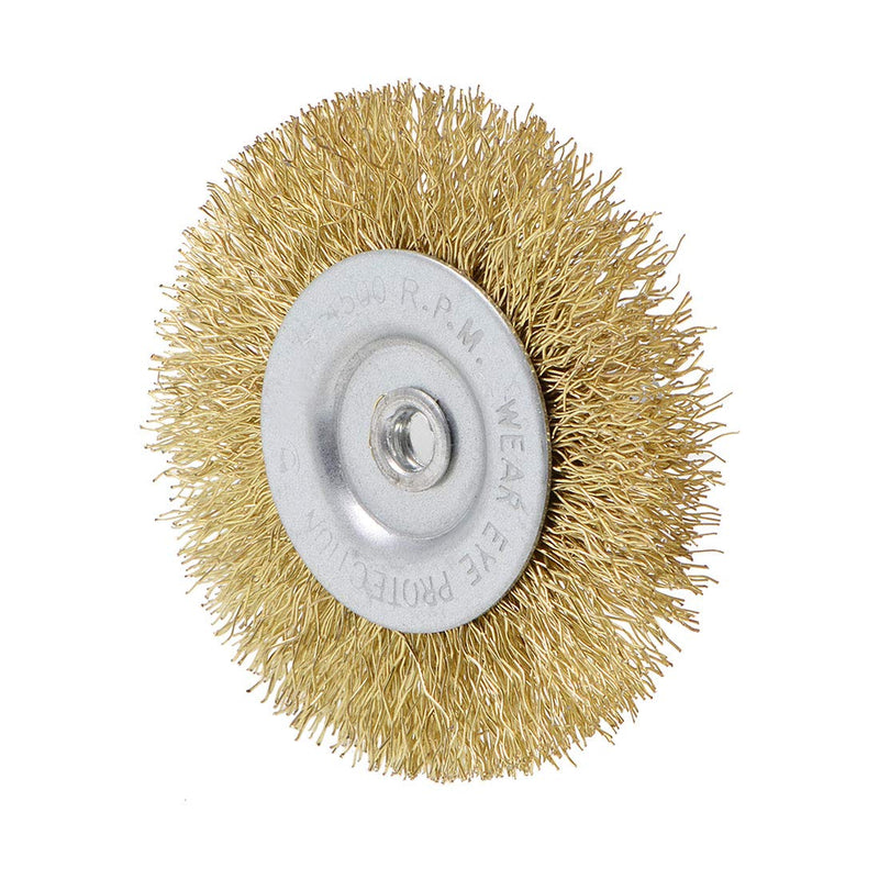  [AUSTRALIA] - uxcell 3-Inch Wire Wheel Brush Bench Brass Plated Crimped Steel with 1/4-Inch Shank