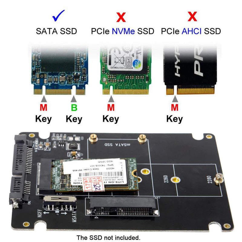 Cablecc Combo M.2 NGFF B-Key & mSATA SSD to SATA 3.0 Adapter Converter Case Enclosure with Switch - LeoForward Australia