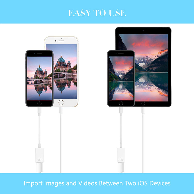  [AUSTRALIA] - FA-STAR USB Camera Adapter, USB Female OTG Data Sync Cable Compatible with iPhone iPad, Support Card Reader, Mouse, Keyboard, Hubs, MIDI, USB Flash Drive (White)