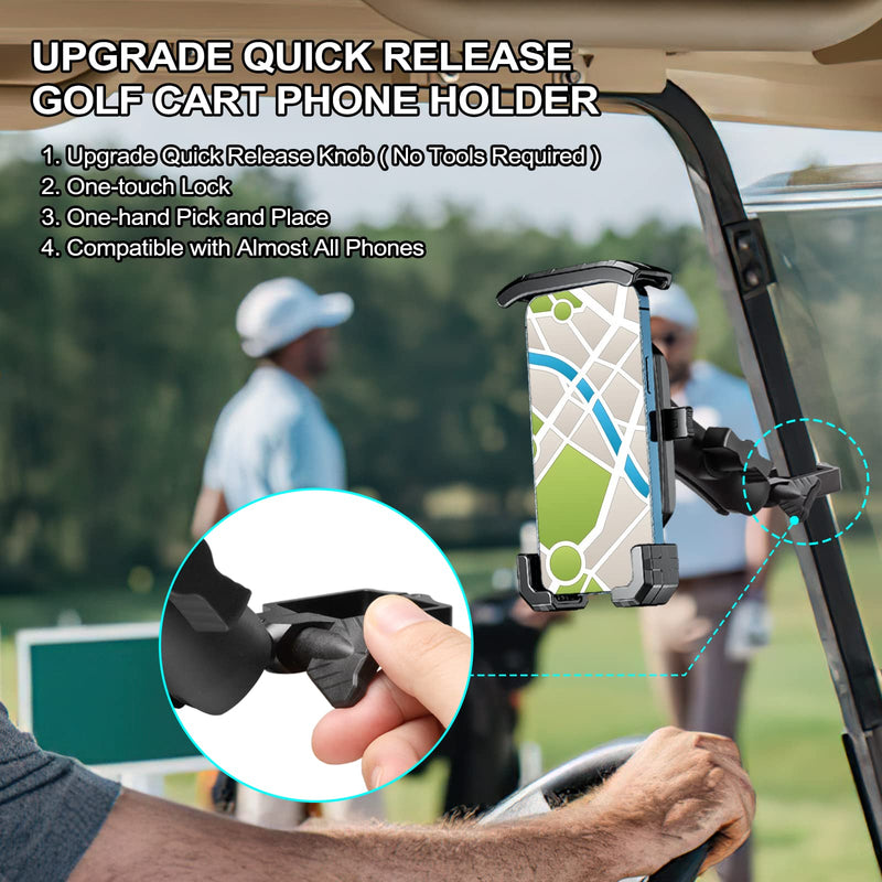  [AUSTRALIA] - Roykaw Golf Cart Phone Mount Holder for iPhone/Galaxy/Google Pixel/Motorola & GPS SkyCaddie SX400, SX500 - Fit for EZGO, Club Car, Yamaha, ICON, Advanced EV, Upgrade Quick Release & One-Touch Lock