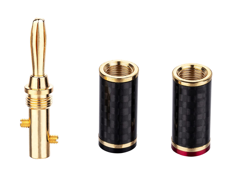  [AUSTRALIA] - Ardor Banana Plugs for Speaker Wire, 4 Pairs Solid Brass with Gold Plated Carbon Fibre Housing Banana Plug for Speakers Cable Home Theatre Audio Video Receiver Amplifiers and Sound Systems (8 Pack)