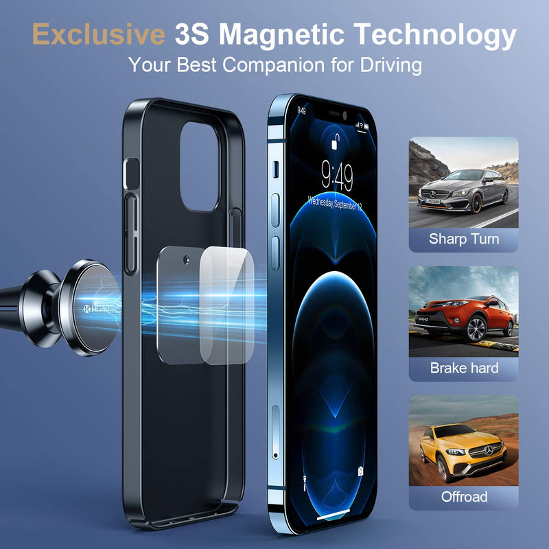 [2021 Upgraded] Magnetic Phone Mount for Car, [Industry First 8 Powerful Magnets] Humixx Hands-Free Super Magnetic Car Air Vent Phone Holder Compatible with iPhone 12 11 Pro Max SE Samsung & Any Phone Black - LeoForward Australia