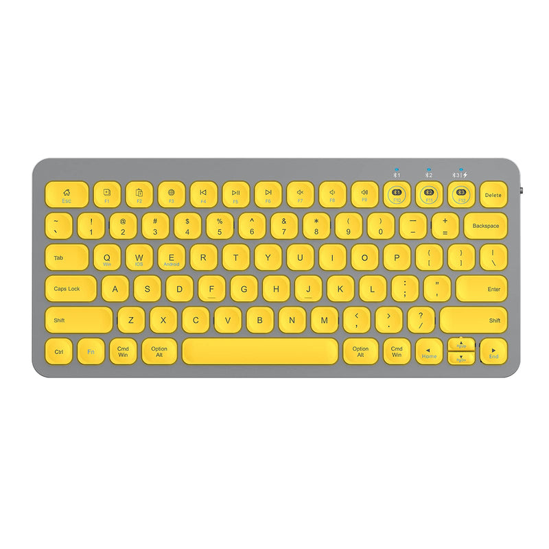  [AUSTRALIA] - Multi-Device Bluetooth Keyboard, PINKCAT Wireless Keyboard Compatible with Laptop/PC/Notebook/MacBook/Computer, Ultra-Thin Sleek Design for iPhone/iPad/iPad Mini/iPad Pro/iPad Air/Smart TV - (Yellow) Grey+Yellow