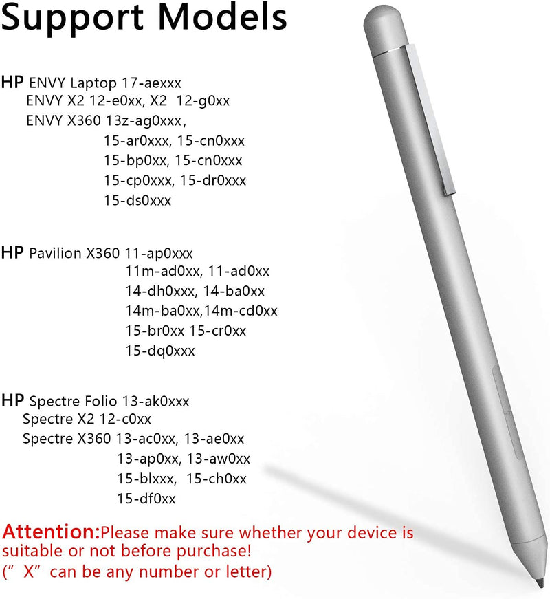 Active Stylus Pen, Support for Dell Inspiron 7373 7378 7386 7573 /Surface Laptop 4 Surface Pro 7, Pro 6, Pro 5th Gen, Pro 4, Pro 3, Surface Laptop, Surface Book Surface Go/HP Specter x360(Sliver) Silver - LeoForward Australia