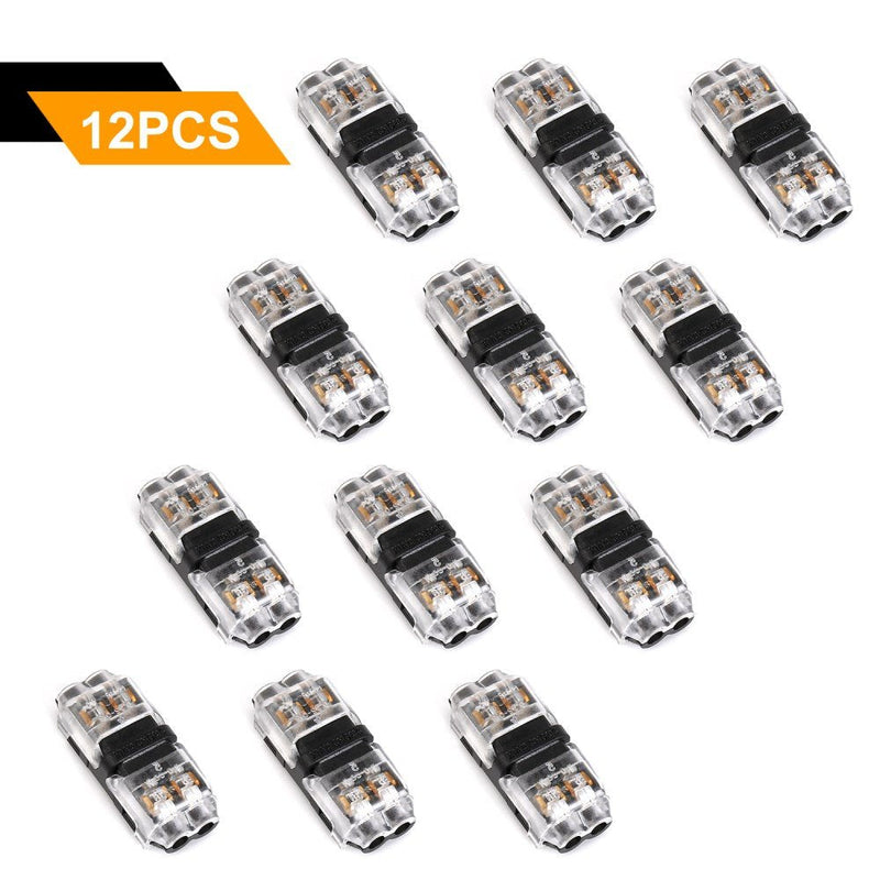  [AUSTRALIA] - Low Voltage Wire Connectors, TYUMEN 12pcs 2 Pin 2 Way Universal Compact Wire I Shape Terminals, No Wire-Stripping Required, Toolless Wire Connectors, Quick Splice Wire Wiring Connector for AWG 20-24