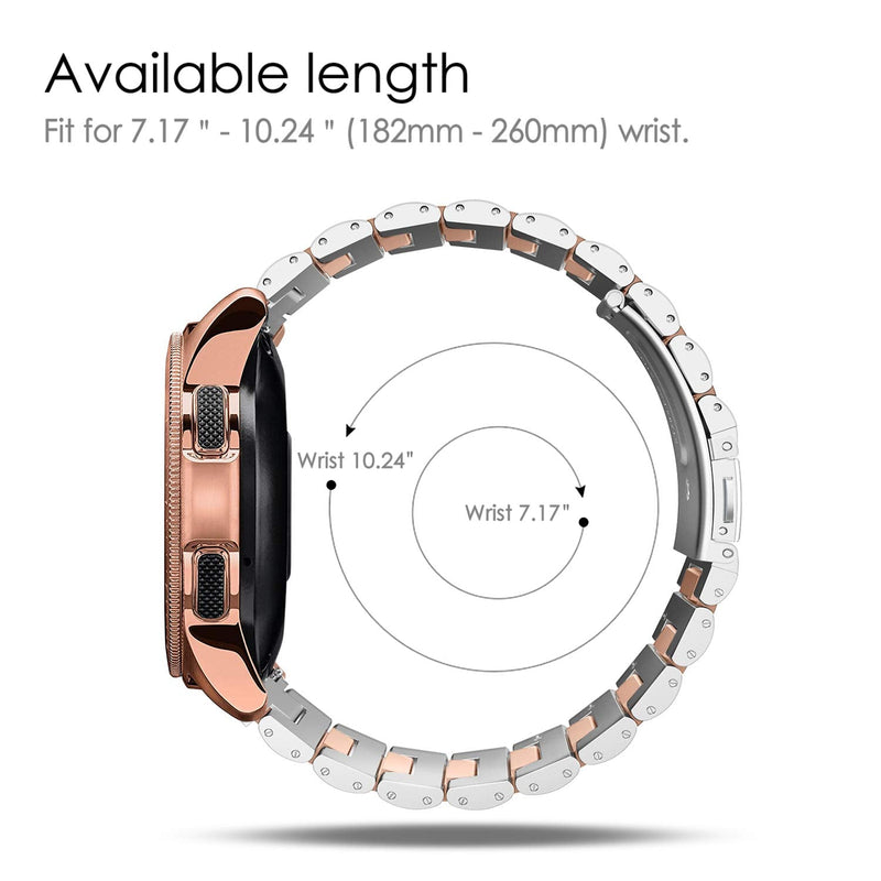  [AUSTRALIA] - Fintie Bands Compatible with Galaxy Watch Active 40mm, 20mm Solid Stainless Steel Strap Compatible with Galaxy Watch Active 2 40mm & 44mm Smartwatch, Rose Gold, Silver
