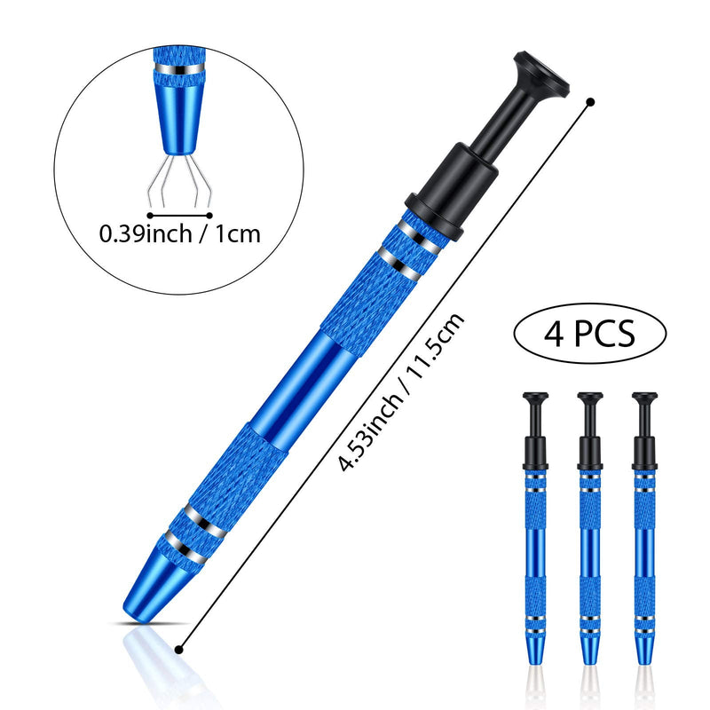  [AUSTRALIA] - 4 Pieces 4 Prongs Diamond Claw Tweezers Terp Pearl Grabber Standard Pick-up Tool 4 Prongs Grabber IC Chip Metal Catcher Grabber Grabber Stainless Steel 4-Claw Pick up Tool (Blue) Blue