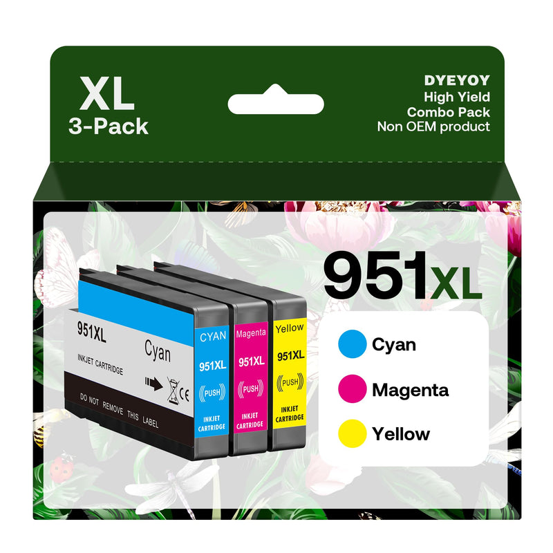  [AUSTRALIA] - 951XL Ink Cartridges Compatible Replacement for HP 951XL Ink Cartridges Combo Pack High Yield use with OfficeJet Pro 8610 8600 8615 8620 8625 276dw 251dw (1 Cyan, 1 Magenta, 1 Yellow, 3 Pack) Cyan, Magenta, Yellow