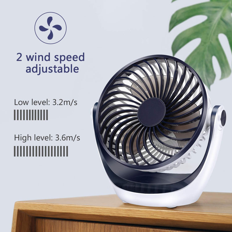  [AUSTRALIA] - Aluan Desk Fan Small Table Fan with Strong Airflow Quiet Operation Portable Fan Speed Adjustable Head 360°Rotatable Mini Personal Fan for Home Office Bedroom Table and Desktop 5.1 Inch deep blue